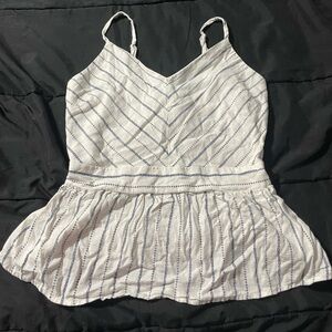 Elegant White and Blue Striped Camisole